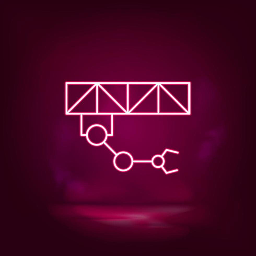 kran robot, industriell ärm vektor neon ikon. illustration isolerat vektor tecken symbol - tillverkning robotik ikon vektor neon - vektor.