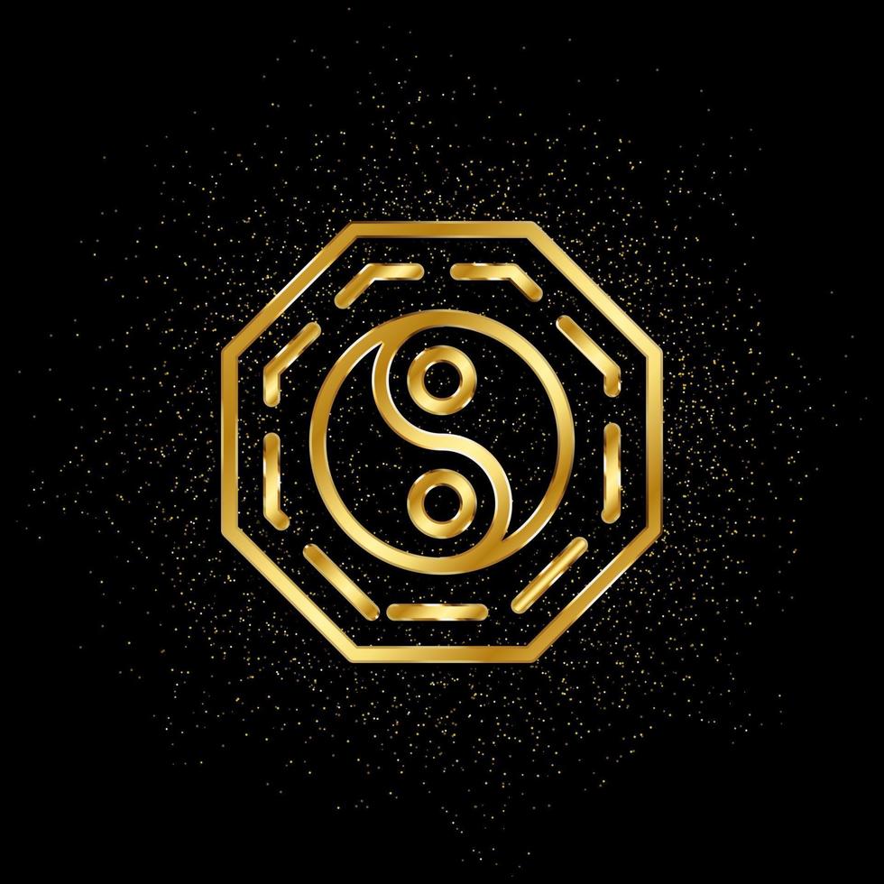 Yin Yang Gold Symbol. Vektor Illustration von golden Partikel Hintergrund.. spirituell Konzept Vektor Illustration .
