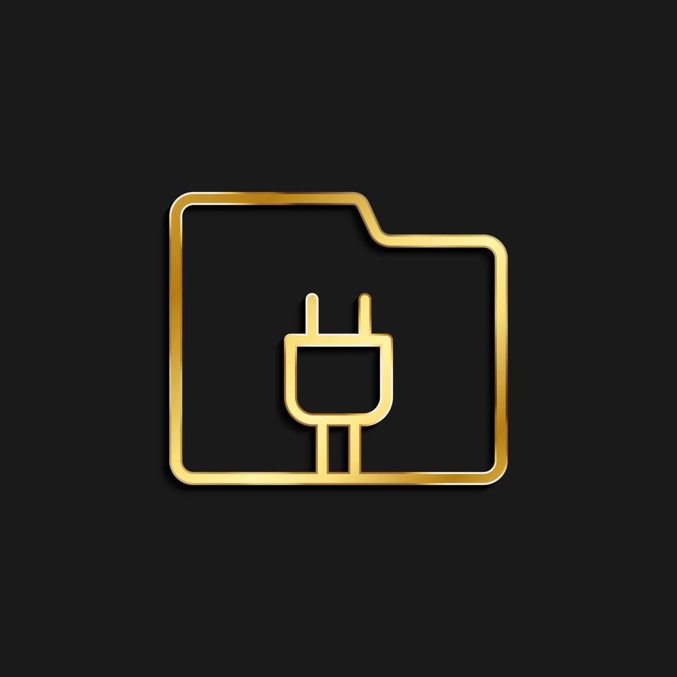 ansluta, mapp, lagring guld ikon. vektor illustration av gyllene ikon på mörk bakgrund