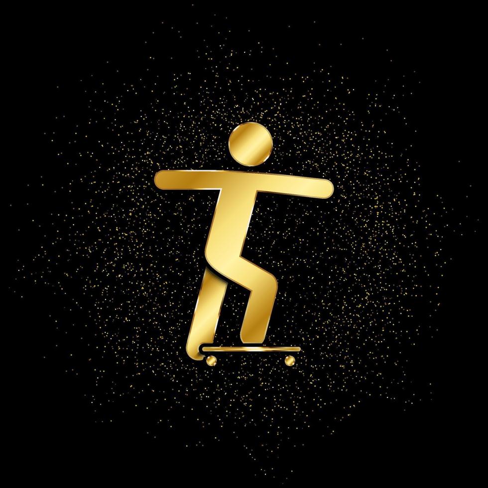 Skateboard Gold, Symbol. Vektor Illustration von golden Partikel auf Gold Vektor Hintergrund