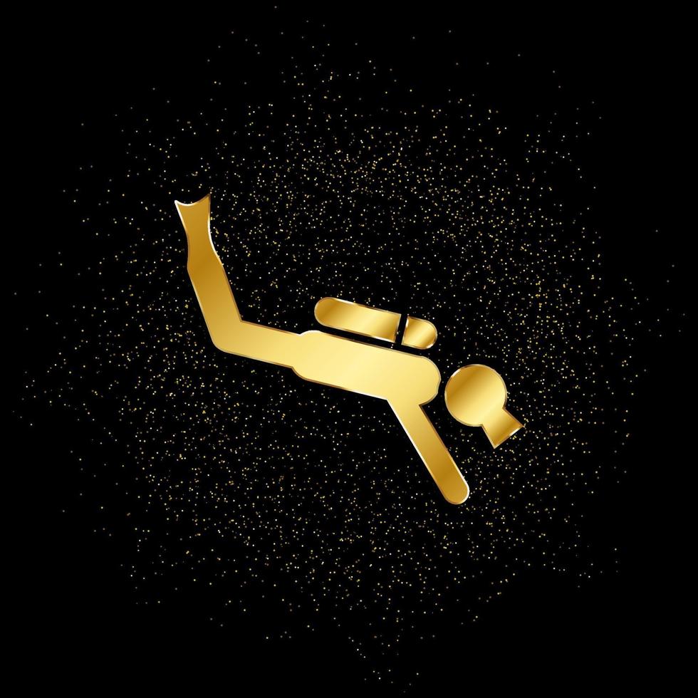 Taucher, Mann Gold, Symbol. Vektor Illustration von golden Partikel auf Gold Vektor Hintergrund
