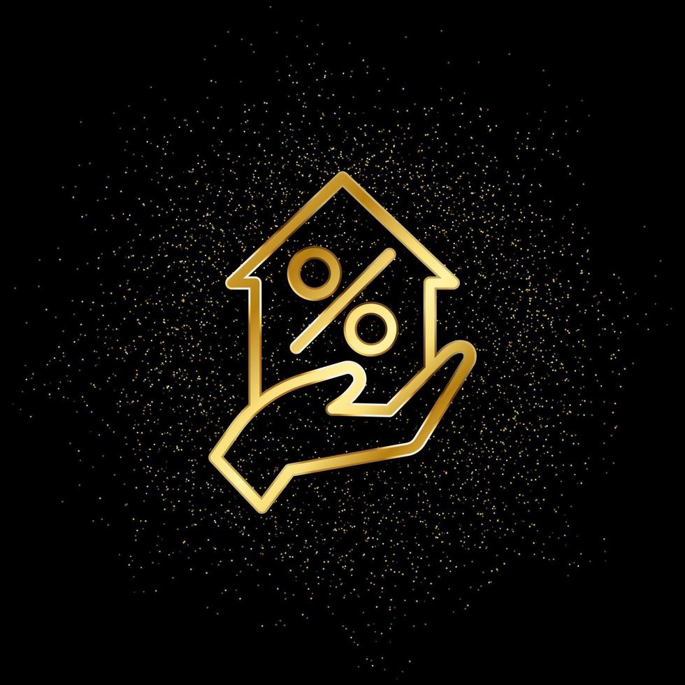 Rabatt, Prozentsatz, Verkauf Gold Symbol. Vektor Illustration von golden Partikel Hintergrund. echt Nachlass Konzept Vektor Illustration .