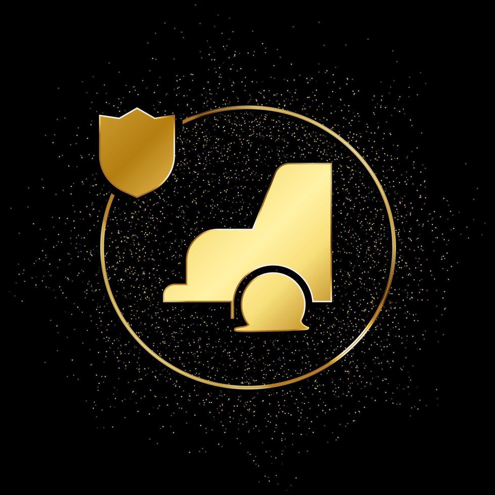Auto, Versicherung Gold Symbol. Vektor Illustration von golden Partikel Hintergrund. Gold Vektor Symbol