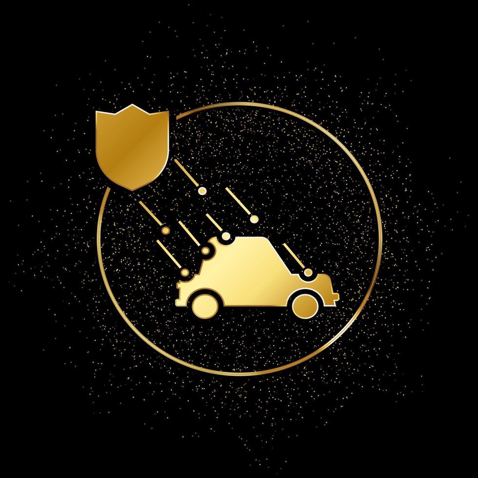 Auto, Versicherung, natürlich, Unglück Gold Symbol. Vektor Illustration von golden Partikel Hintergrund. Gold Vektor Symbol