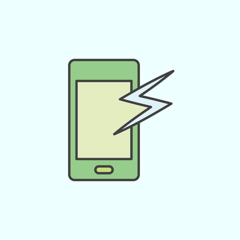 gebrochen, Telefon, Handy, Mobiltelefon Farbe Vektor Symbol, Vektor Illustration auf Weiß Hintergrund