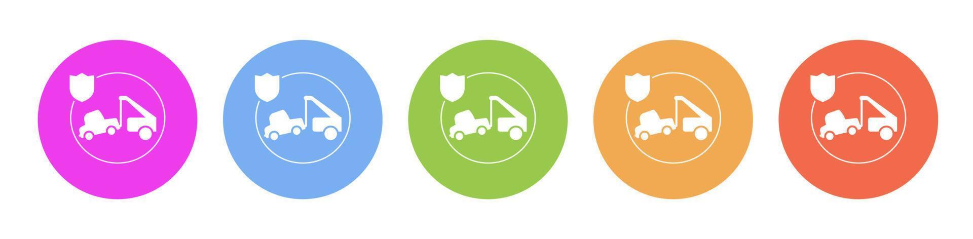 multi farbig eben Symbole auf runden Hintergründe. Auto, Versicherung, Traktor Mehrfarbig Kreis Vektor Symbol auf Weiß Hintergrund
