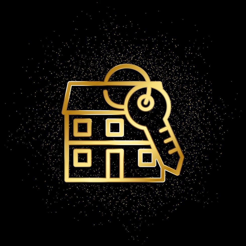 boende, lägenhet, hus, nyckel guld ikon. vektor illustration av gyllene partikel bakgrund. verklig egendom begrepp vektor illustration .