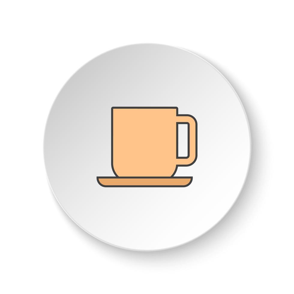runda knapp för webb ikon, kaffe kopp. knapp baner runda, bricka gränssnitt för Ansökan illustration på vit bakgrund vektor