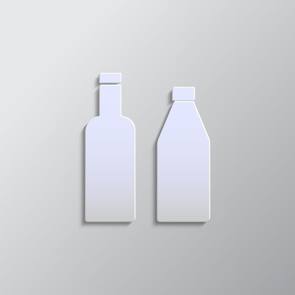 Flaschen Papier Stil, Symbol. grau Farbe Vektor Hintergrund- Papier Stil Vektor Symbol.
