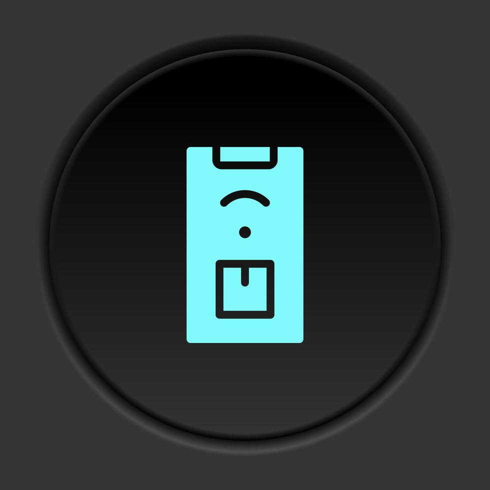 dunkel Taste Symbol Masse Produktion App. Taste Banner runden Abzeichen Schnittstelle zum Anwendung Illustration auf verdunkeln Hintergrund vektor