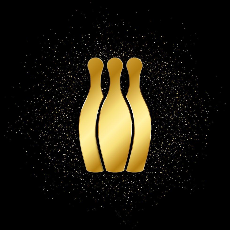 Bowling Gold, Symbol. Vektor Illustration von golden Partikel auf Gold Vektor Hintergrund