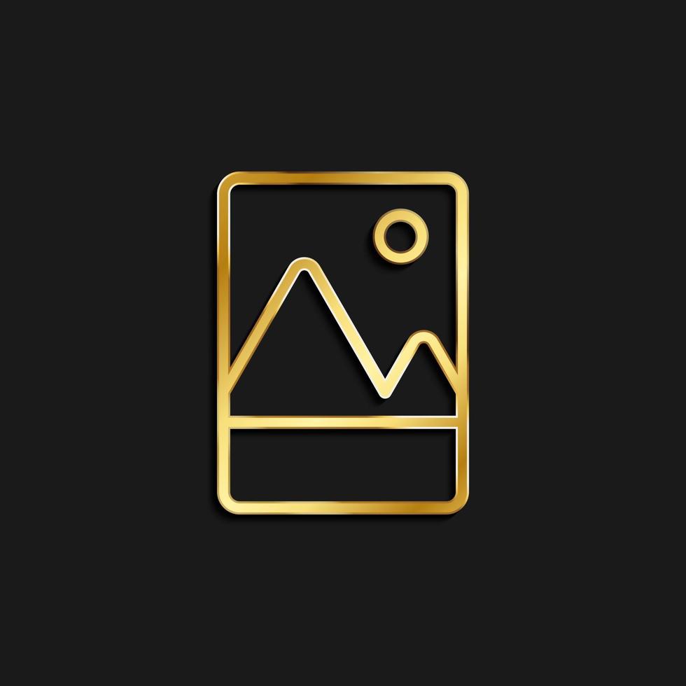 Berge, Foto Gold Symbol. Vektor Illustration von golden Symbol auf dunkel Hintergrund