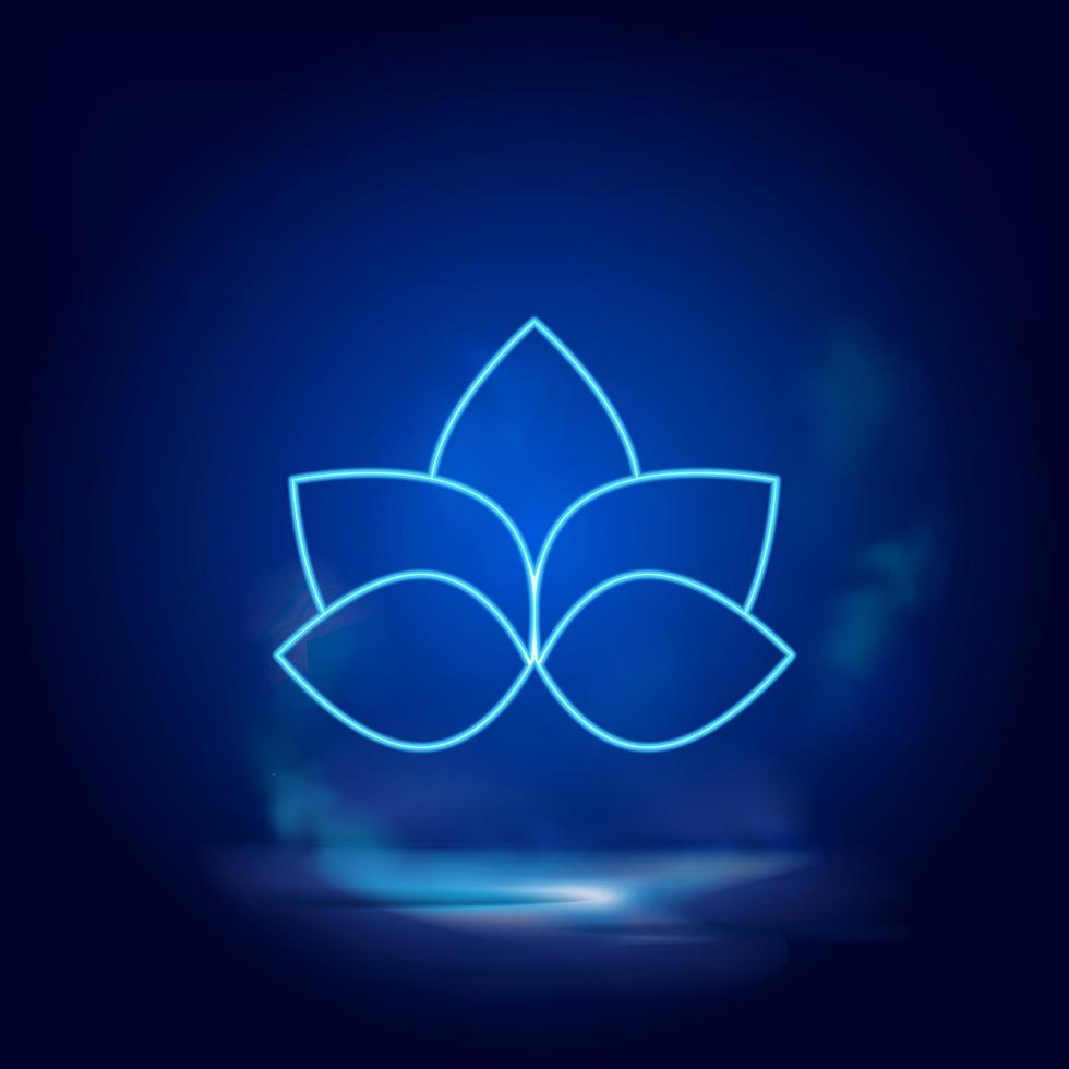 Lotus Blume Symbol Neon- Symbol. Blau Rauch bewirken Blau Hintergrund vektor