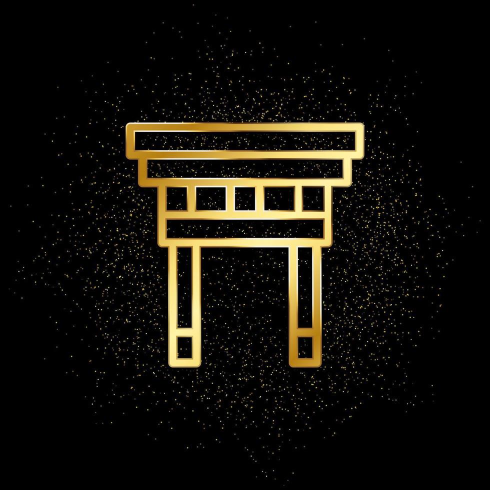 Torri Tor Gold Symbol. Vektor Illustration von golden Partikel Hintergrund.. spirituell Konzept Vektor Illustration .