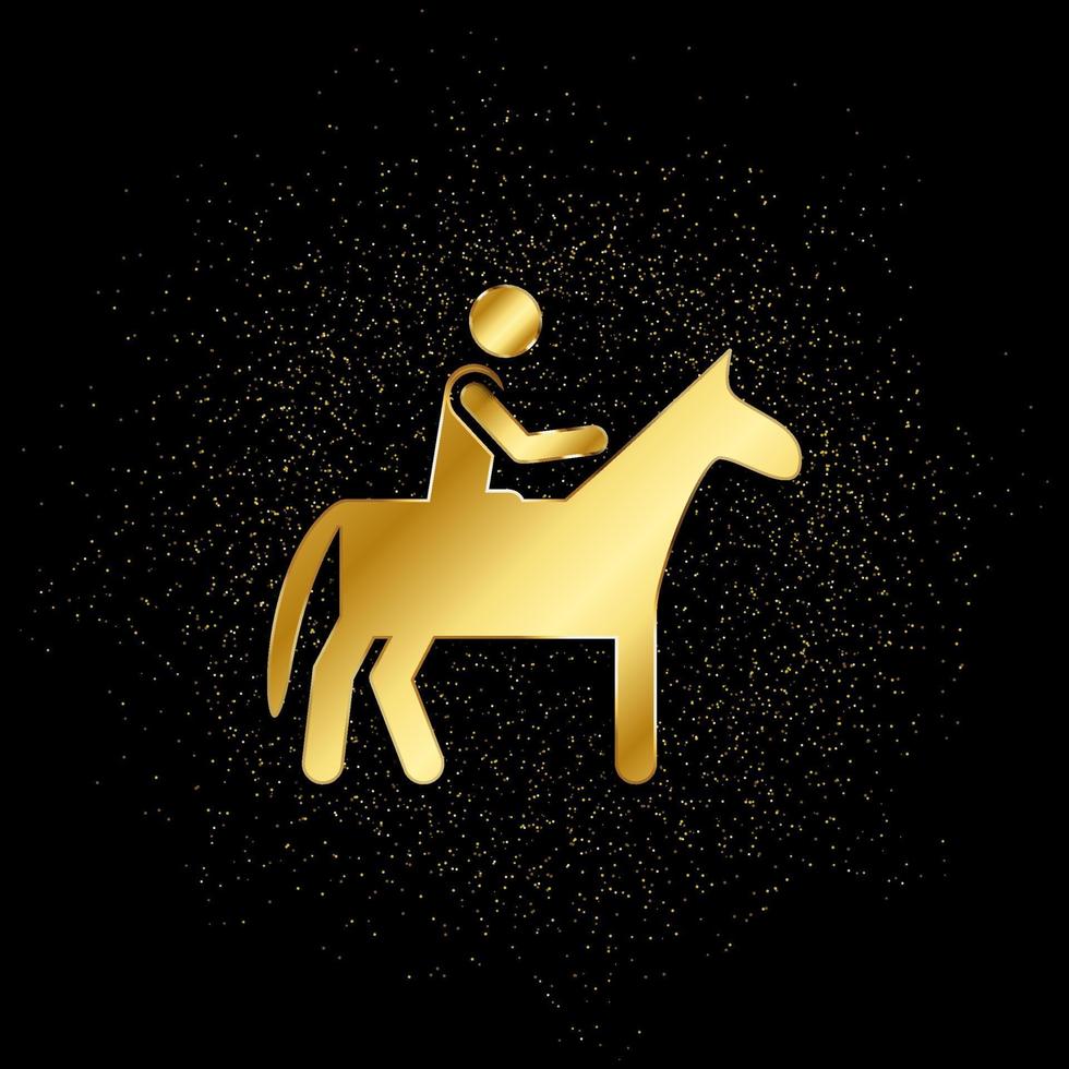häst, man guld, ikon. vektor illustration av gyllene partikel på guld vektor bakgrund