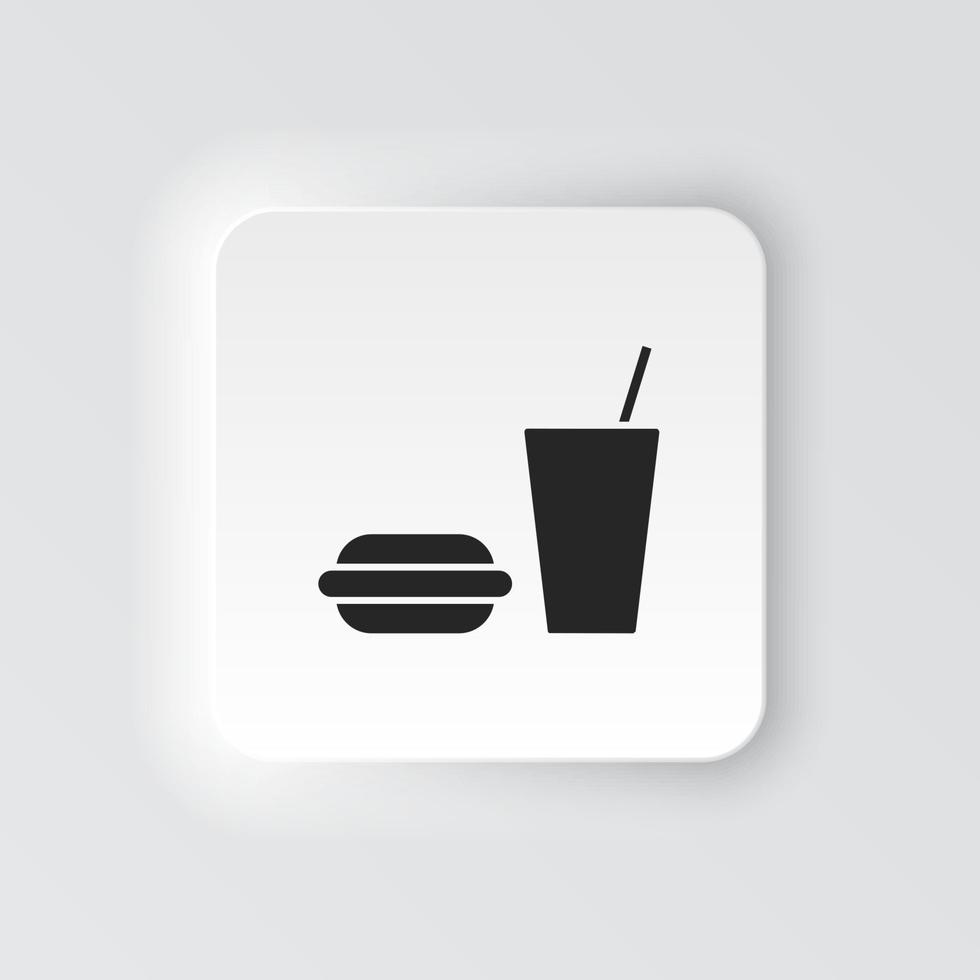 Rechteck Taste Symbol Gummi Burger trinken. Taste Banner Rechteck Abzeichen Schnittstelle zum Anwendung Illustration auf neomorph Stil auf Weiß Hintergrund vektor