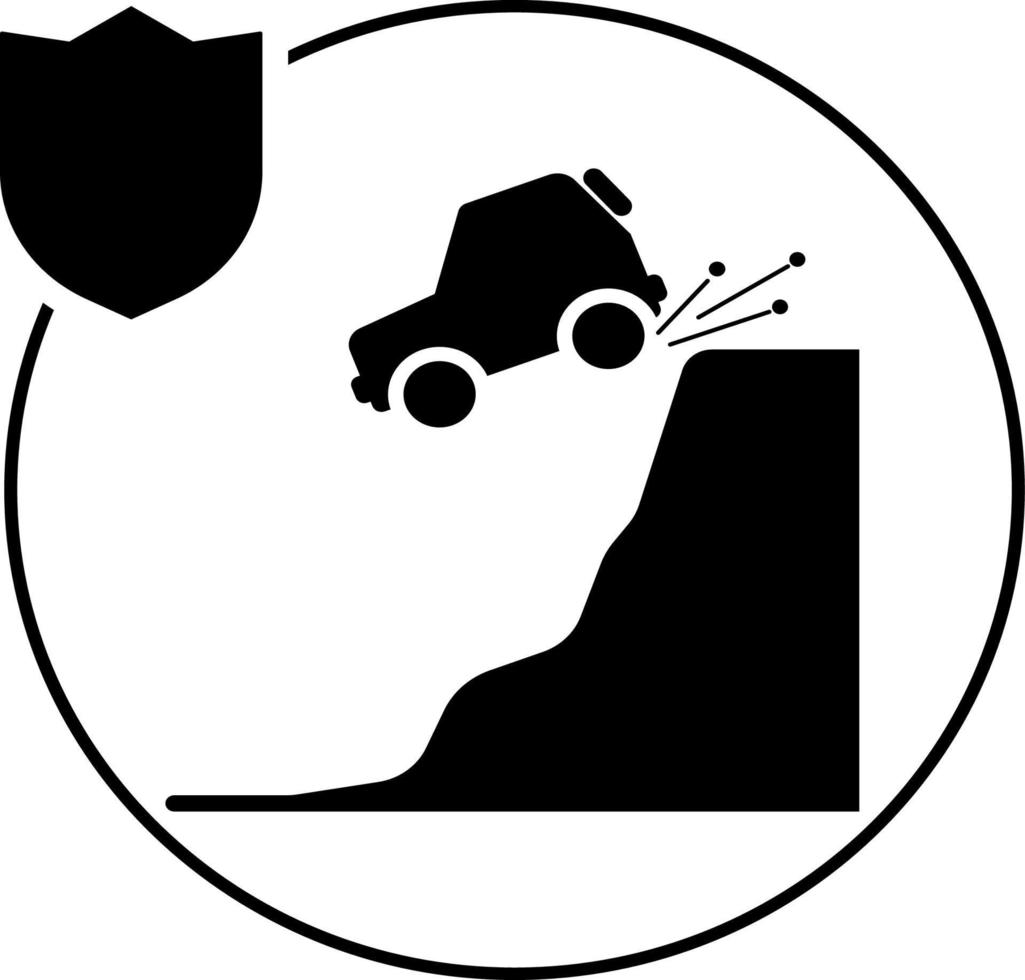 Auto, fallen runter, Versicherung Symbol Illustration isoliert Vektor Zeichen Symbol - - Versicherung Symbol Vektor schwarz - - Vektor auf Weiß Hintergrund