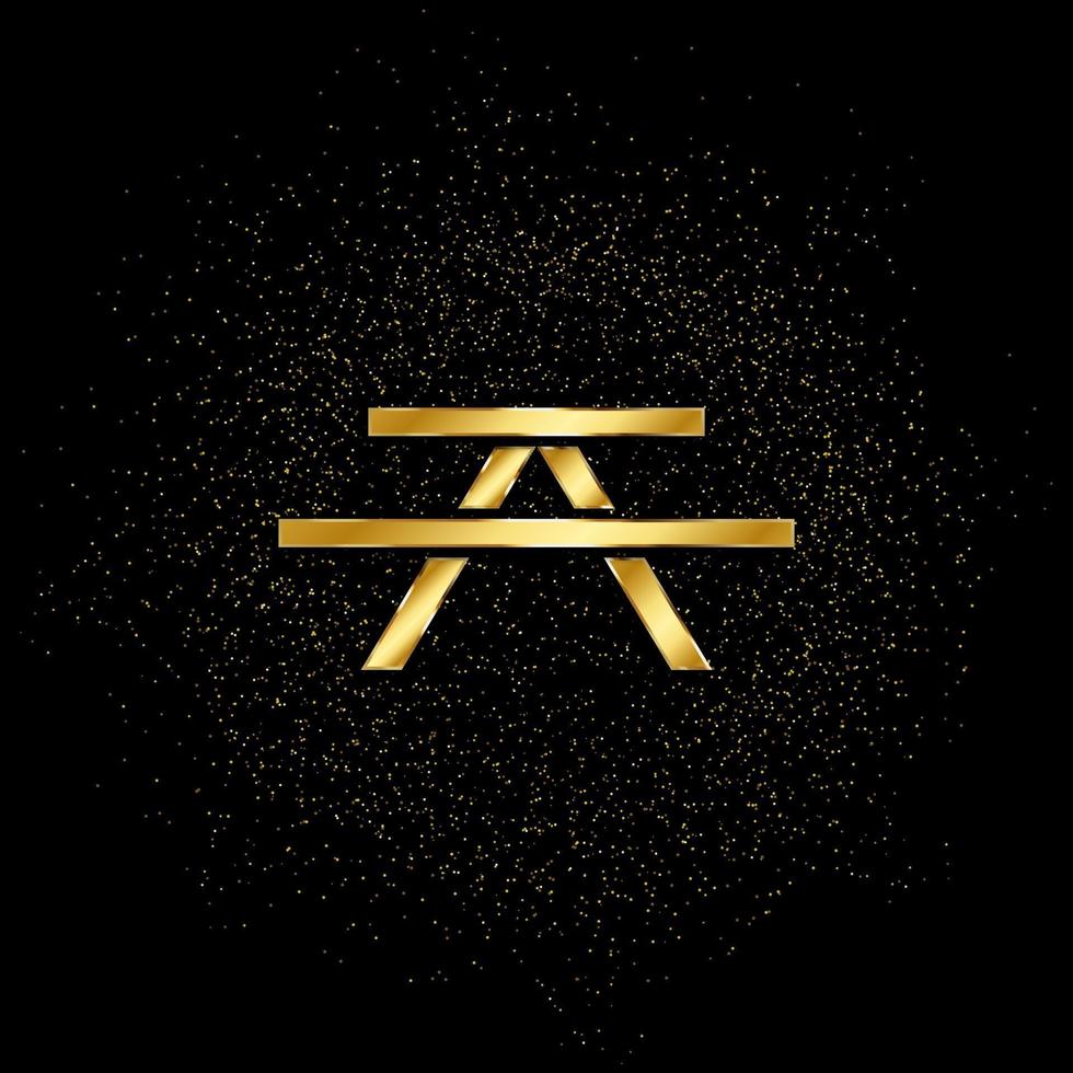 Bank Gold, Symbol. Vektor Illustration von golden Partikel auf Gold Vektor Hintergrund