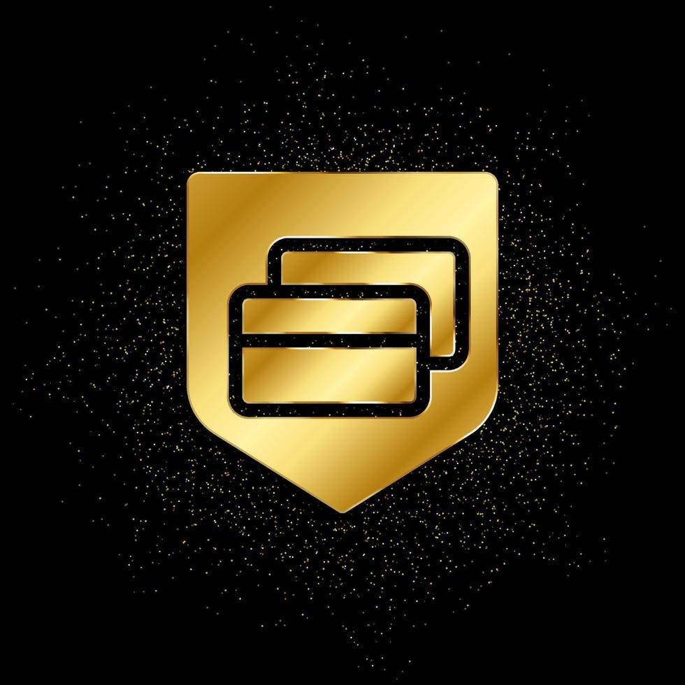 Kredit, Karte, Versicherung, Zahlung, Schutz Gold, Symbol. Vektor Illustration von golden Partikel Hintergrund Vektor Gold Hintergrund
