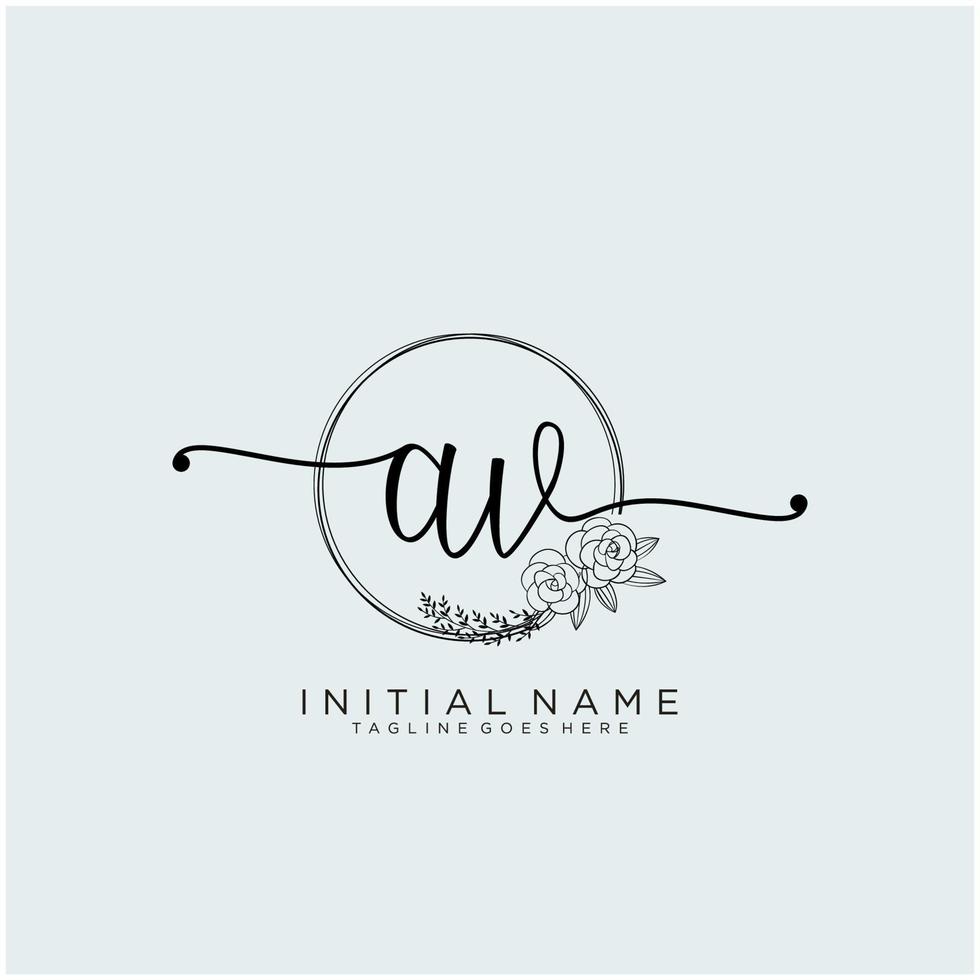 Initiale ein V feminin Logo Sammlungen Vorlage. Handschrift Logo von Initiale Unterschrift, Hochzeit, Mode, Schmuck, Boutique, Blumen- und botanisch mit kreativ Vorlage zum irgendein Unternehmen oder Geschäft. vektor