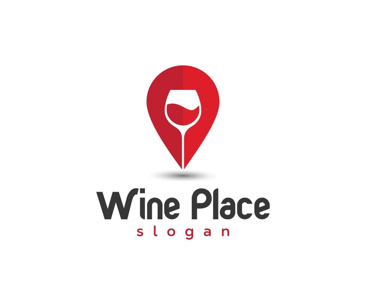 Wein Platz Logo. Wein Punkt, Standort, Stift Logo Vektor Vorlage