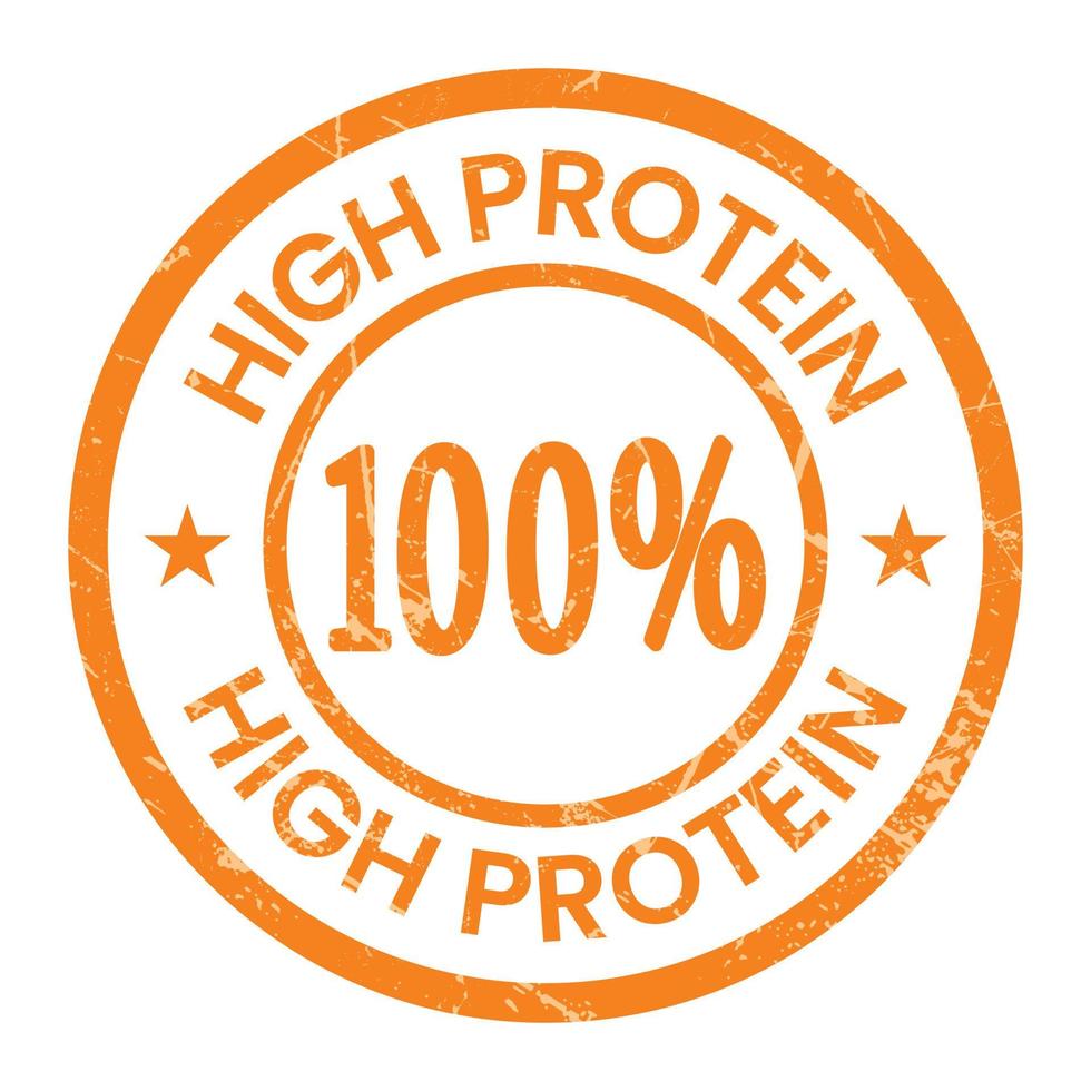 100 procent hög protein bricka, hög protein täta, etikett, klistermärke, märka, emblem vektor ikon