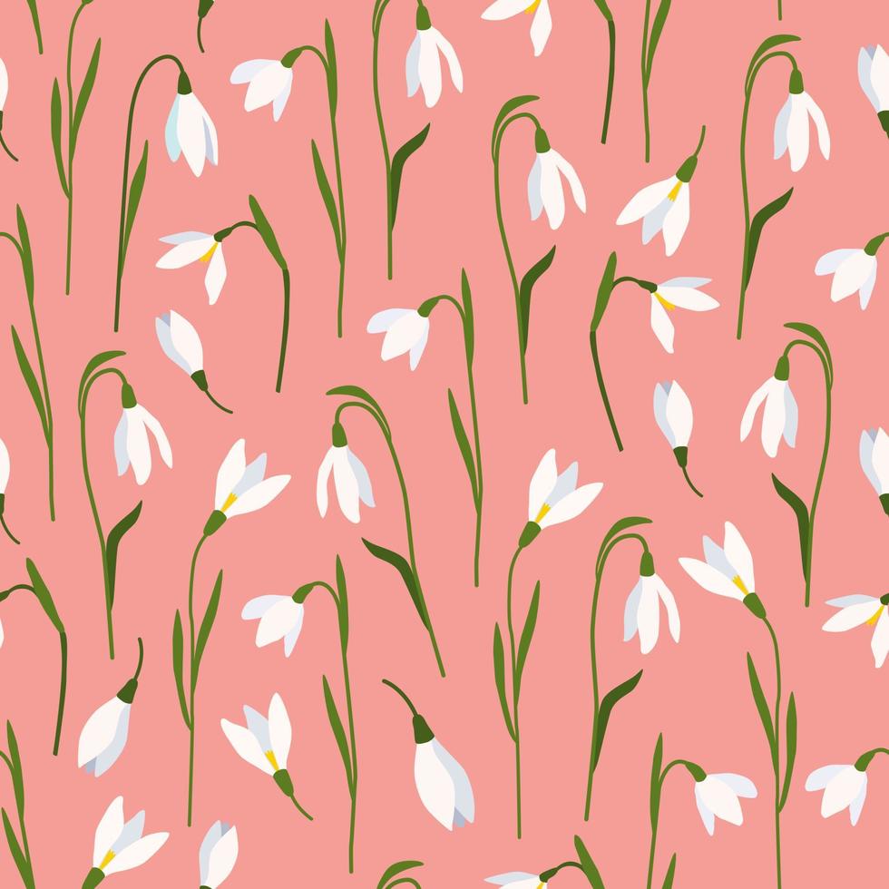 vår blommig snödroppar sömlös mönster. tidigt vår blommor. blomma natur vilda blommor. äng. digital papper. vektor illustration