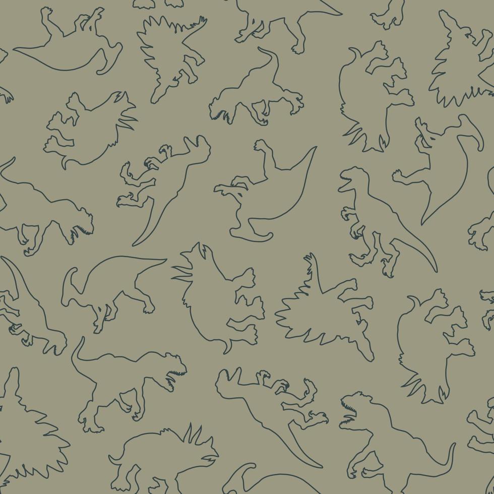 Dinosaurier Muster im linear Stil zum drucken und Dekoration. Vektor Illustration.