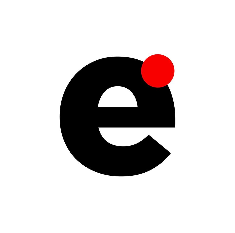 e brev med röd punkt företag monogram. e ikon. vektor