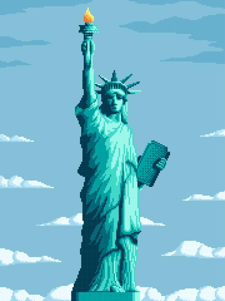 pixel frihet staty, USA demokrati symbol vektor