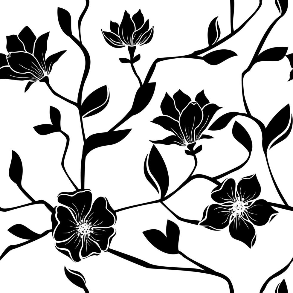 Vektor Blumen- nahtlos Muster von Magnolie Geäst