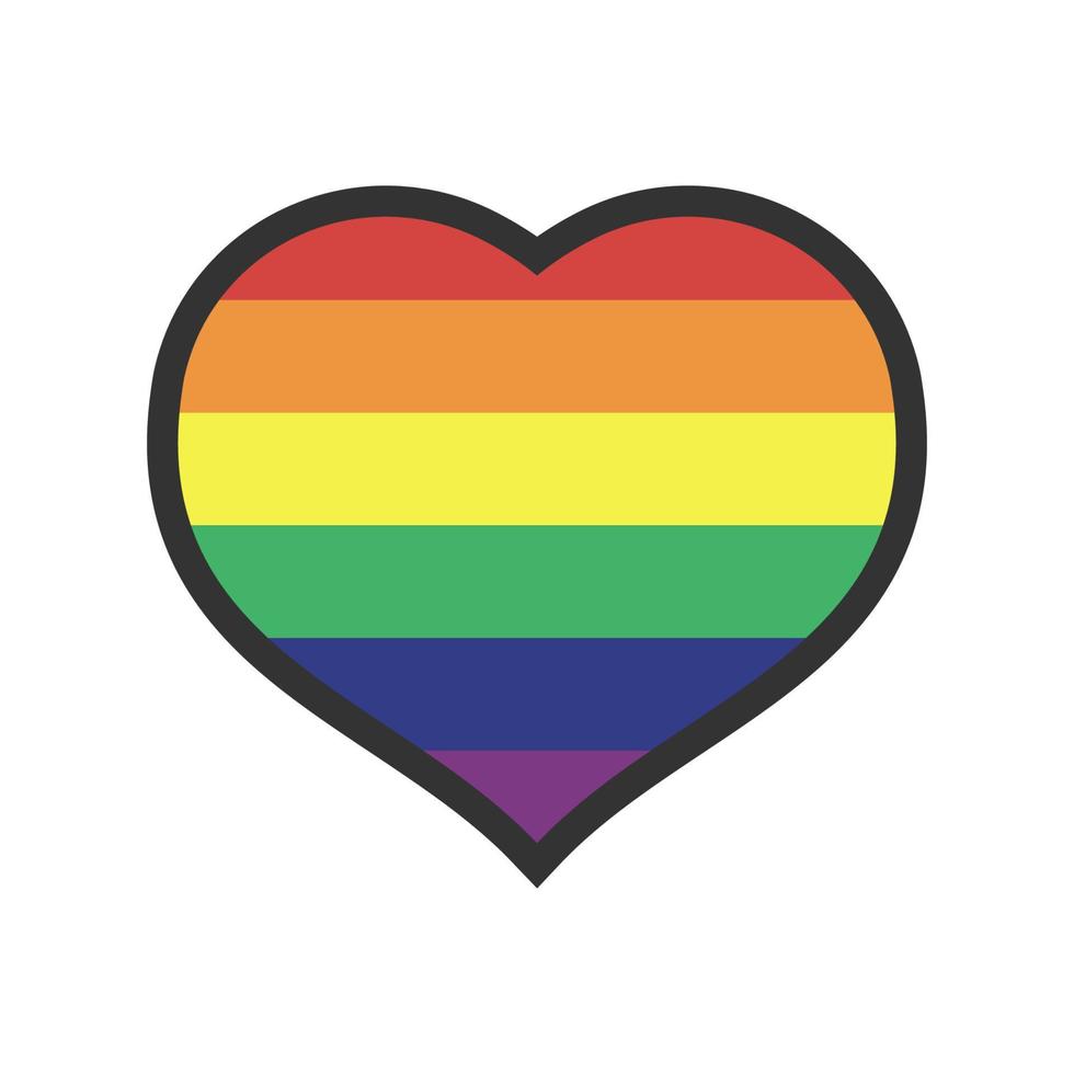 Regenbogen Flagge im Herz Form. Stolz lgbtq Liebe. lesbisch, Fröhlich, bisexuell, Transgender, queer Symbol. eben Symbol isoliert auf Weiß Hintergrund vektor