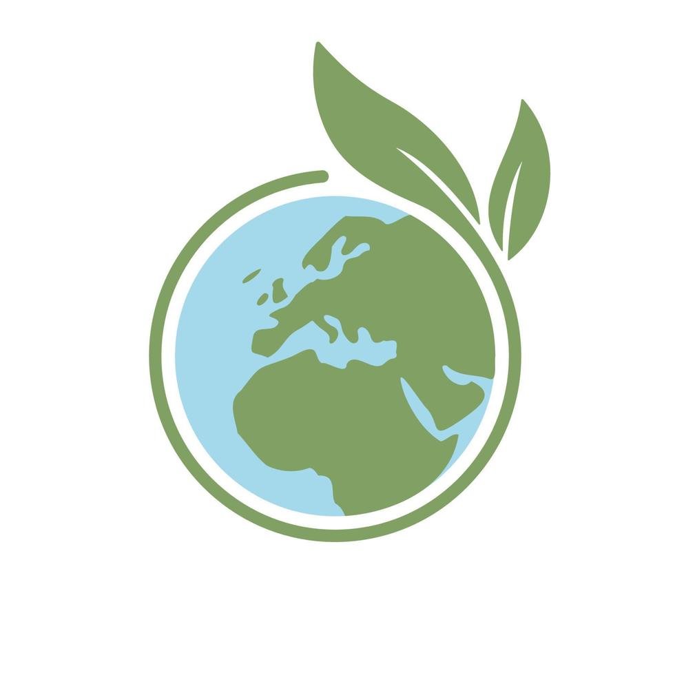 spara jorden. global ekologi ikon. planet med grön växt löv växande illustration. vektor