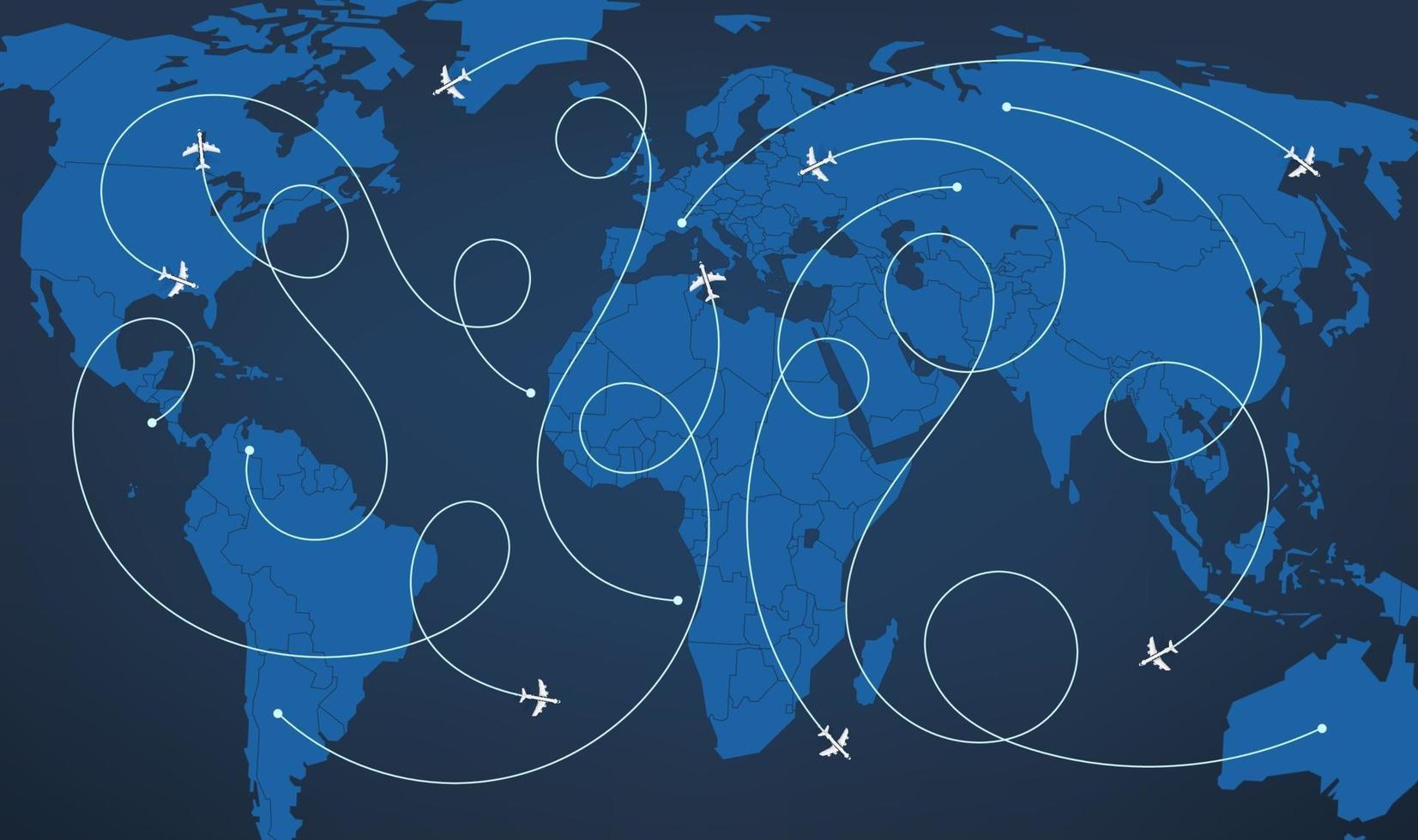 Weltkarte mit Flugzeugkursen Vektorillustration vektor