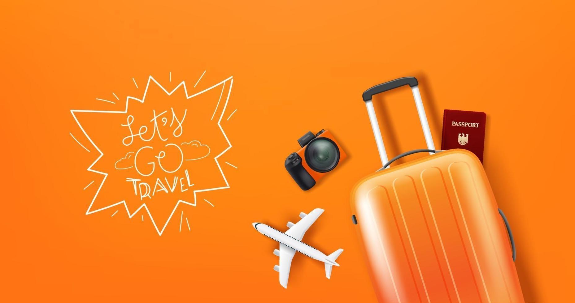 Reiseillustration mit Gepäck und Logo vektor