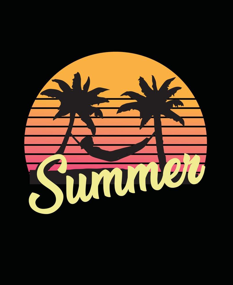 sommar t-shirt malldesign. vektor