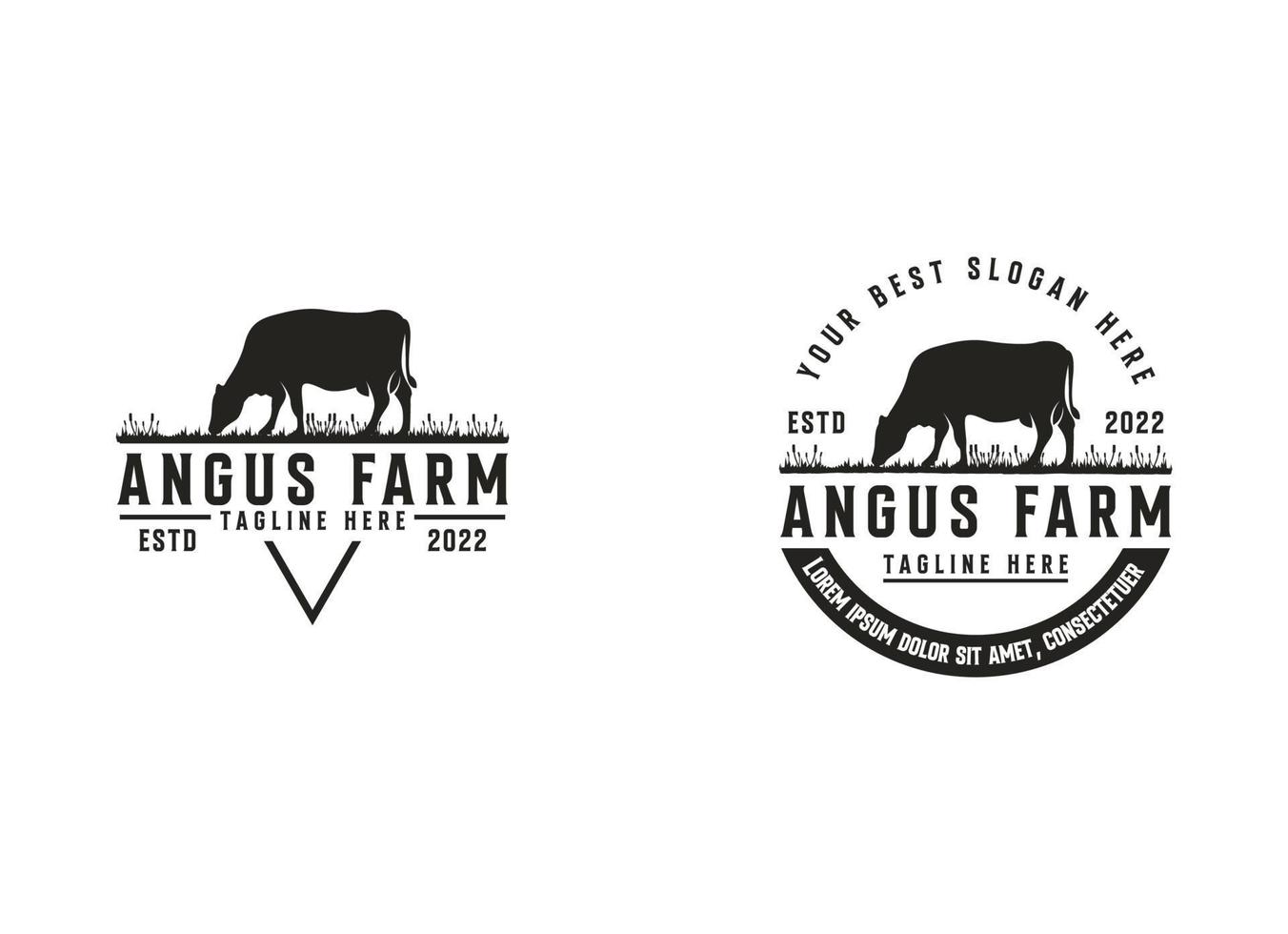 Jahrgang das Vieh Bauernhof Logo Vektor Vorlage. Jahrgang Bauernhof Logo Design Vektor Illustration.