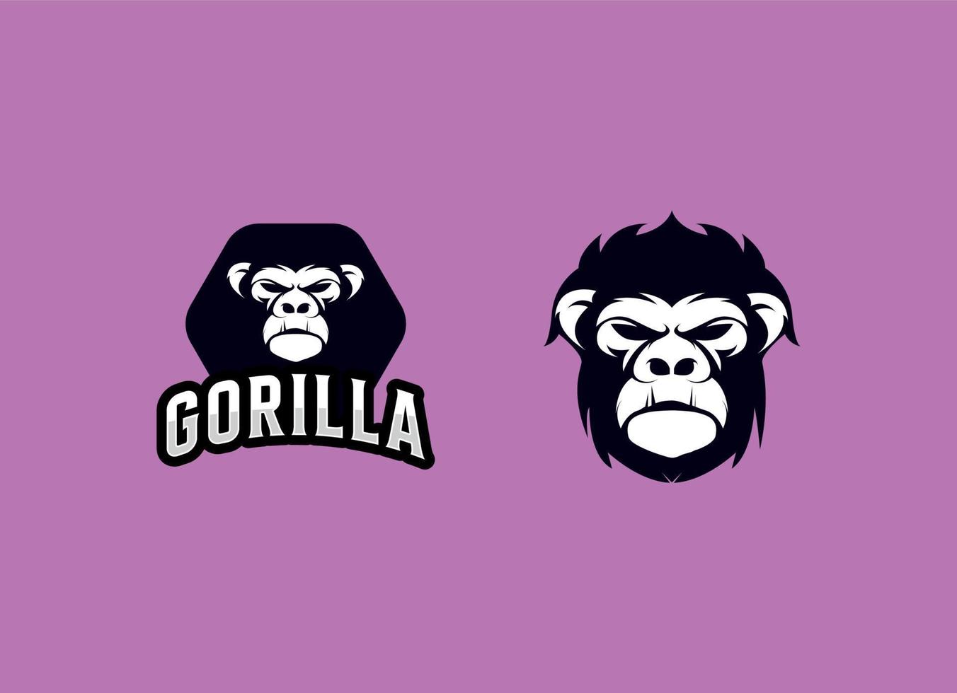 gorilla logotyp ikon, gorilla ansikte logotyp design för esport vektor