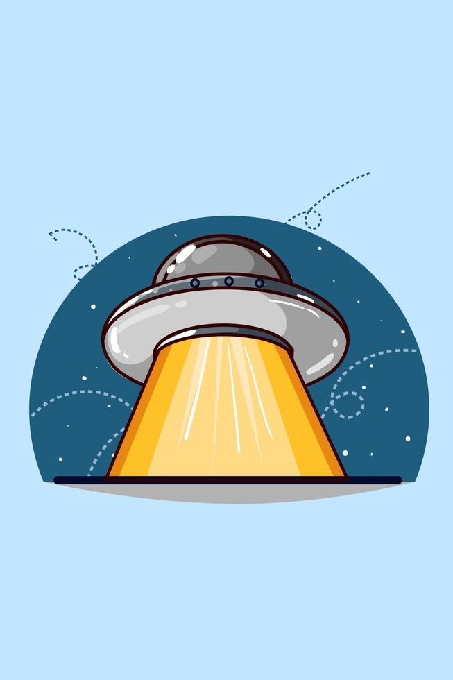 UFO-Illustration Handzeichnung vektor