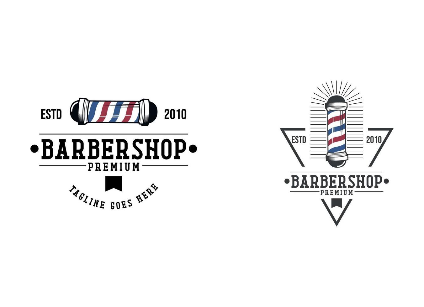 årgång frisör logotyp mall, retro stil, med skäggig man och barberpool vektor