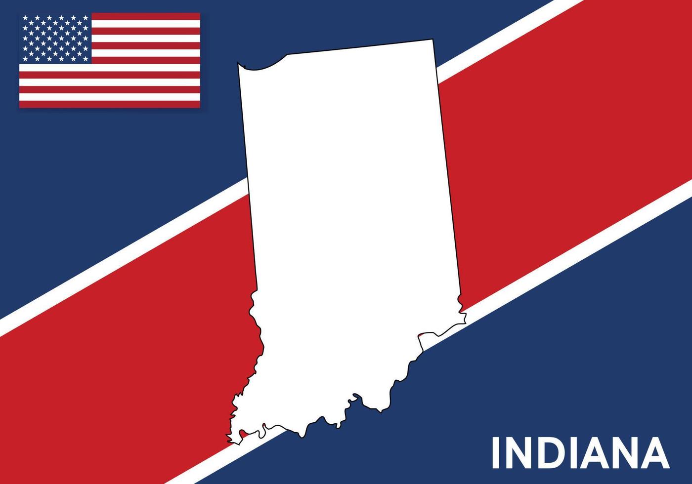 Indiana - - USA, vereinigt Zustände von Amerika Karte Vektor Vorlage. Weiß Farbe Karte auf Flagge Hintergrund zum Design, Infografik - - Vektor Illustration eps 10