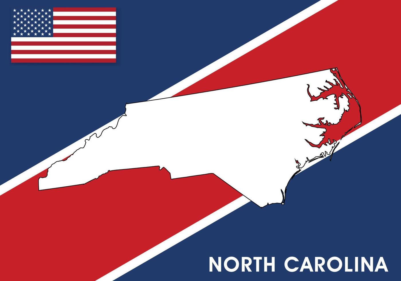 Norden Carolina - - USA, vereinigt Zustände von Amerika Karte Vektor Vorlage. Weiß Farbe Karte auf Flagge Hintergrund zum Design, Infografik - - Vektor Illustration eps 10