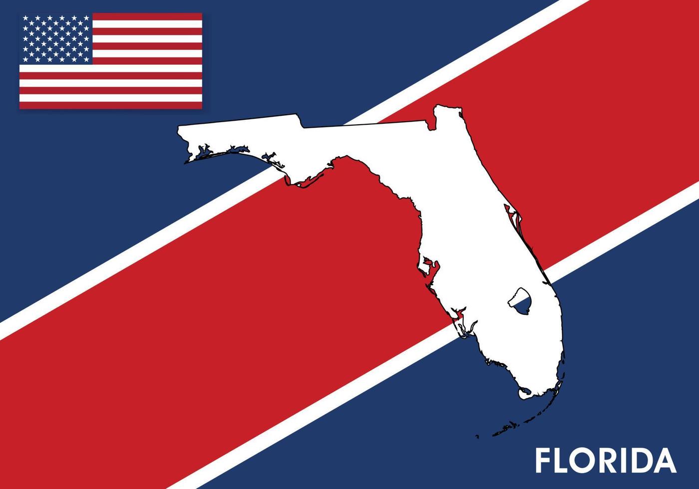 Florida - - USA, vereinigt Zustände von Amerika Karte Vektor Vorlage. Weiß Farbe Karte auf Flagge Hintergrund zum Design, Infografik - - Vektor Illustration eps 10