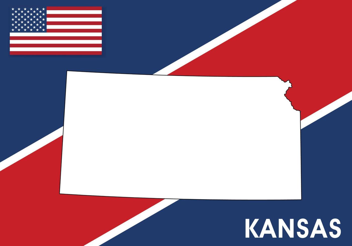 Kansas - - USA, vereinigt Zustände von Amerika Karte Vektor Vorlage. Weiß Farbe Karte auf Flagge Hintergrund zum Design, Infografik - - Vektor Illustration eps 10