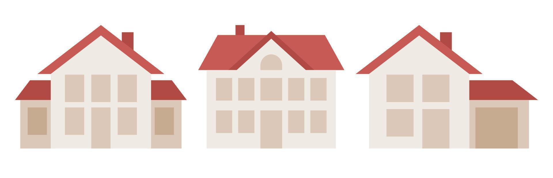 hus ikon uppsättning. bostads- komplex främre se. vektor platt illustration