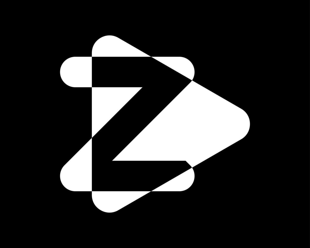 Brief z Initialen Monogramm Video abspielen Taste Medien Strom Multimedia modern Symbol Vektor Logo Design