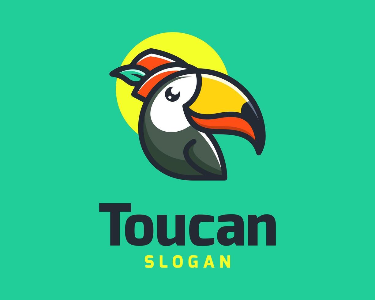 söt tecknad serie illustration toucan papegoja ara fågel lekfull rolig färgrik modern vektor logotyp design