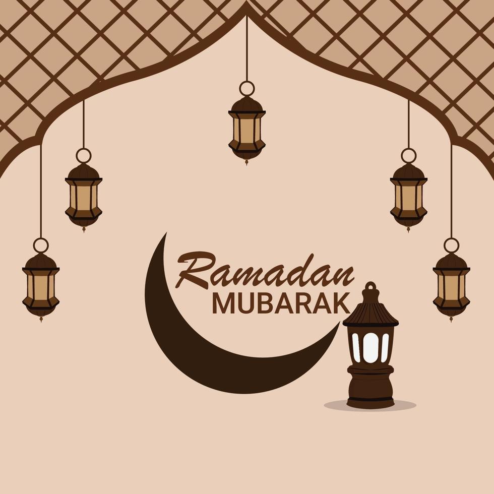 flaches Design von Ramadan Kareem mit kreativer Laterne vektor