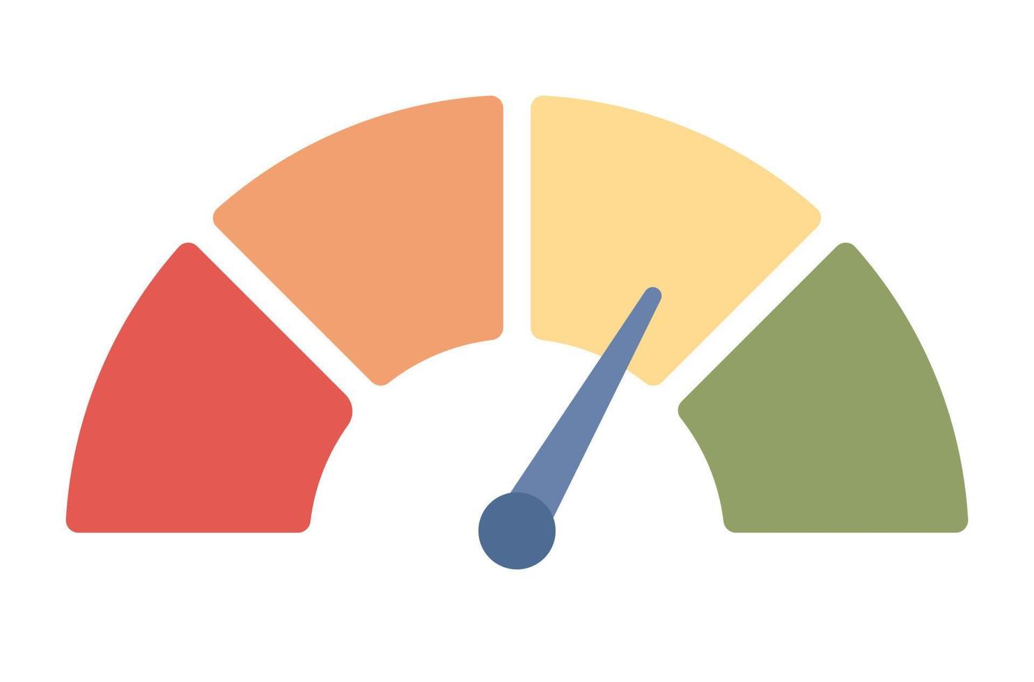 Anerkennung Ergebnis Symbol. Tachometer unterzeichnen. Vektor eben Illustration