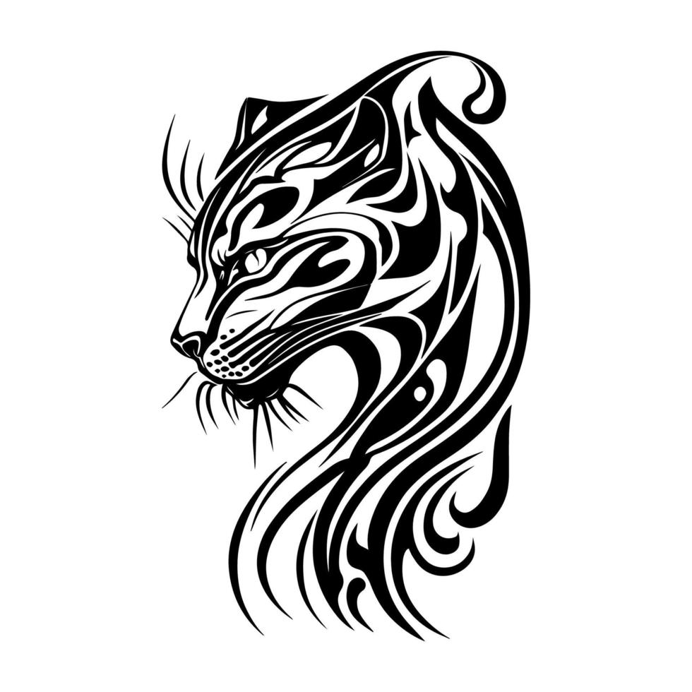 Panther Kopf Stammes- Tatto Linie Kunst Hand gezeichnet Illustration vektor
